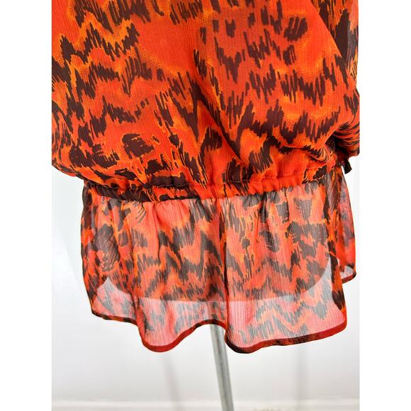 APT 9 Women’s Burnt Orange Pattern Sleeveless Sheer Top Sz M - Picture 8 of 12
